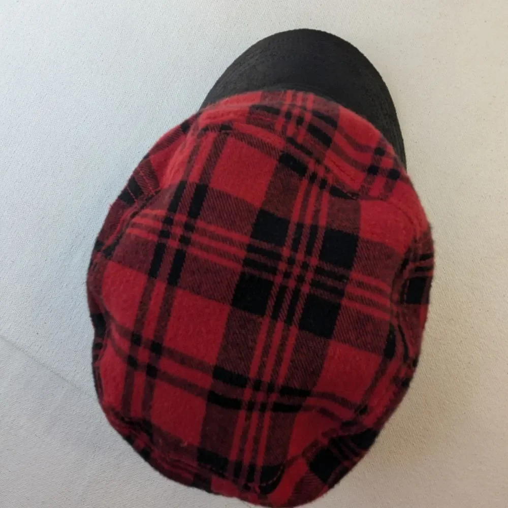 Scala Pronto Plaid Women's Hat Sz OS Red Black Cotton Cap Y-2